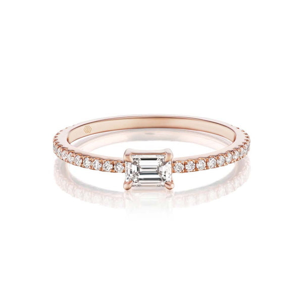 Emerald Cut East West Diamond Engagement Ring - 1